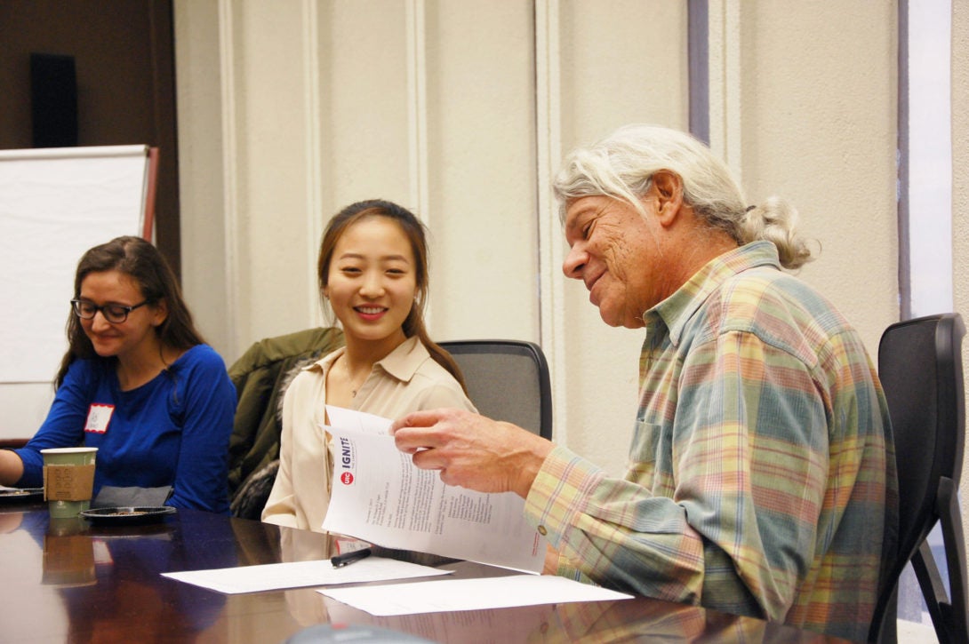 Bill Unger LAS ’71 (far right) with student scholarship recipients