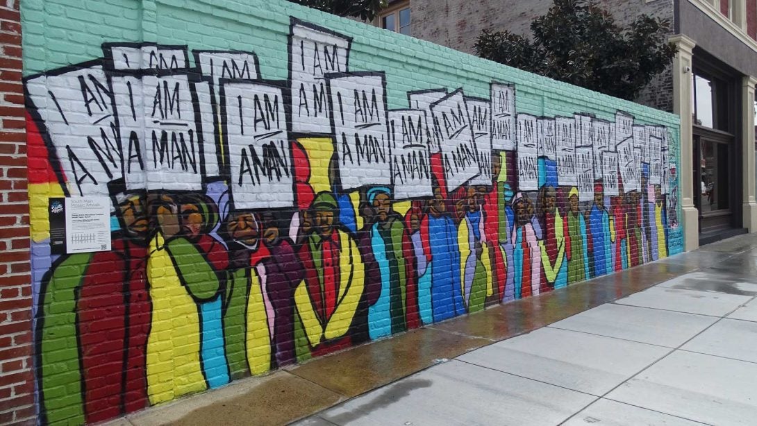 Mural that reads I am a man