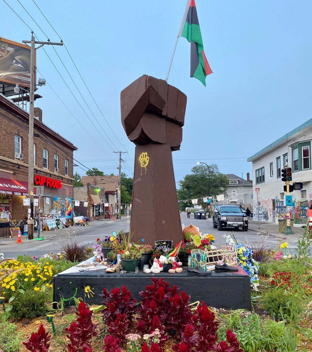 monument erected at place where George Floyd was murdered