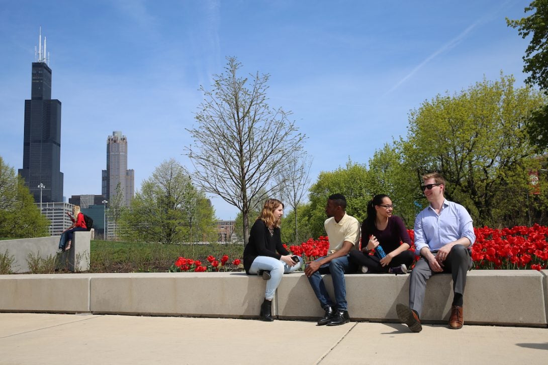 Chicago skyline from UIC campus