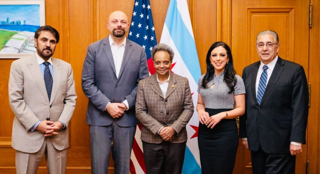 Marvet Sweis Drnovsek with the Mayor of Chicago